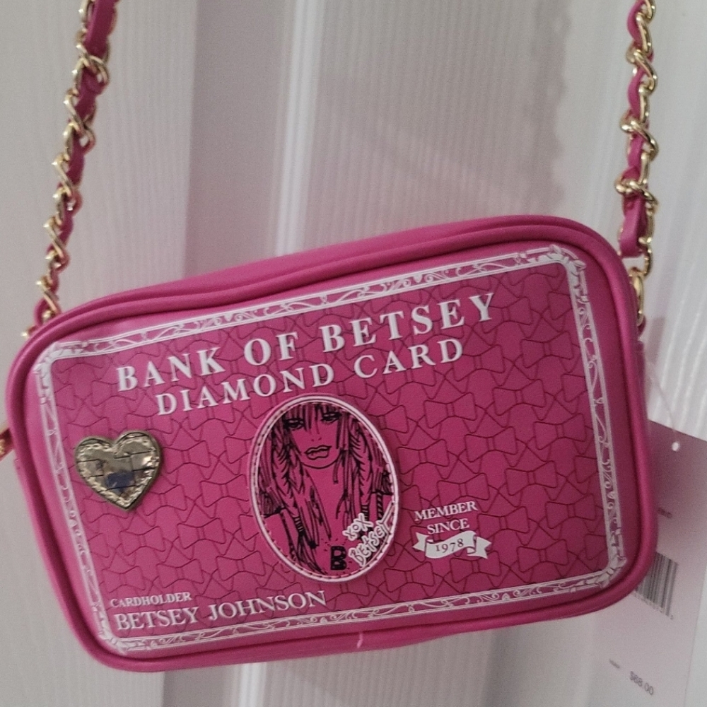 Betsey Johnson Crossbody Purse Bank of Betsey Pink Bag Kitsch Credit Card
